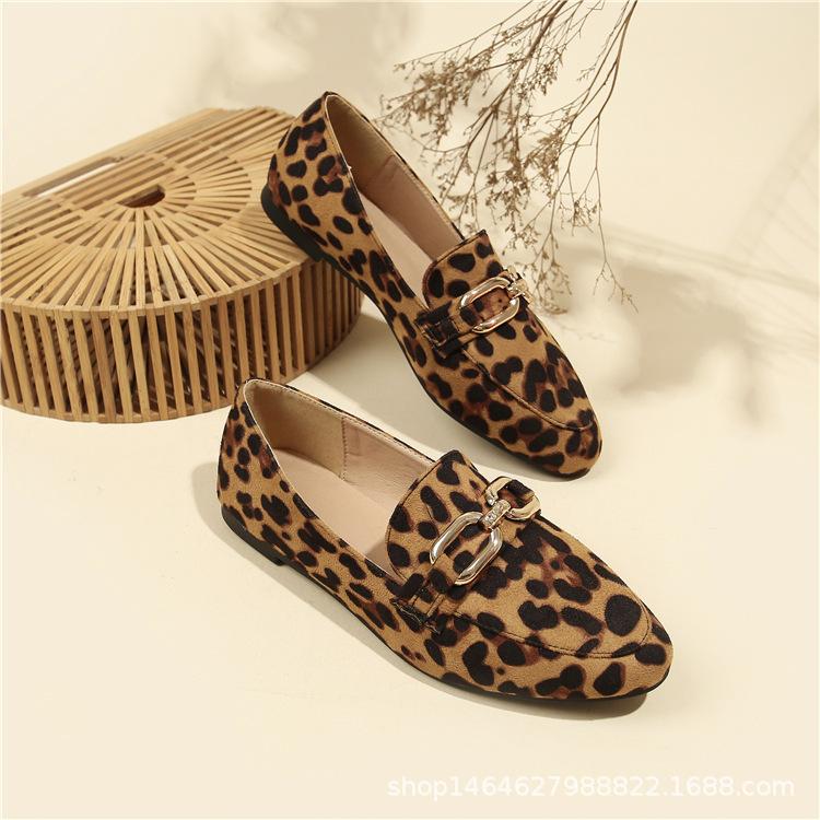 Fashion leopard print casual soft sole single shoes women's casual shoes round head flat shoes women's autumn
