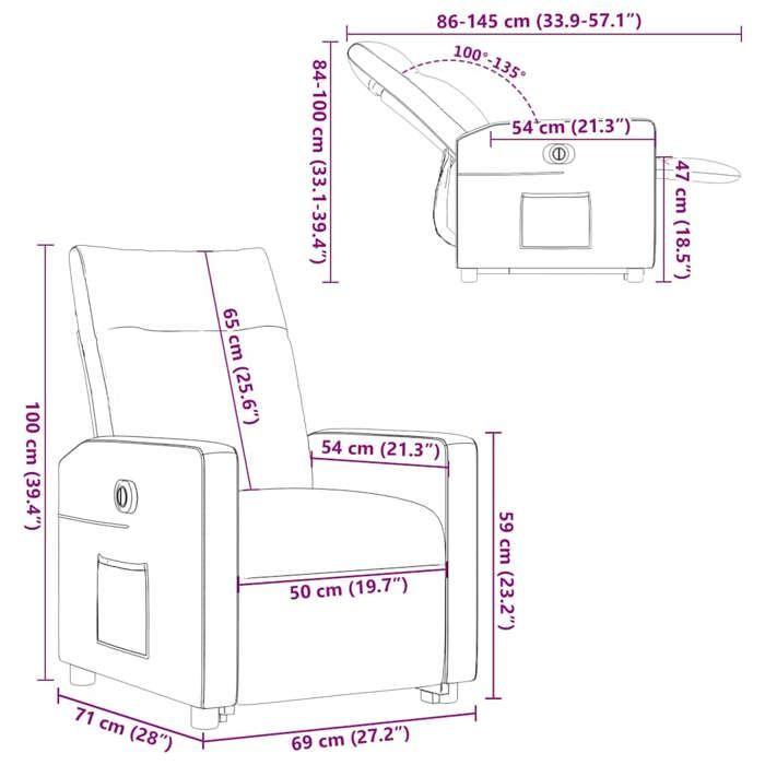 VidaXL Fauteuil inclinable électrique gris clair tissu 3324066