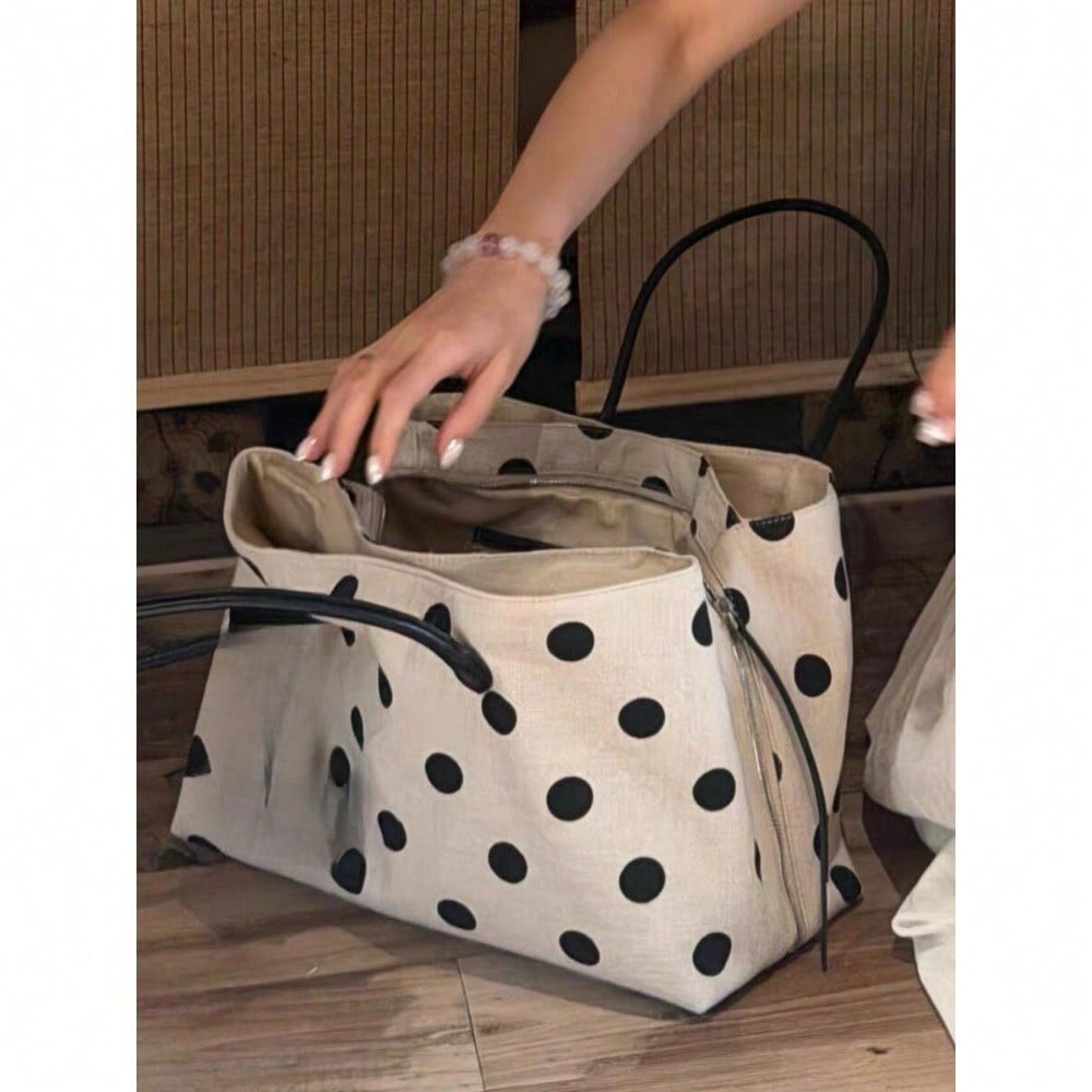Sac à main à pois grande capacité Sac à bandoulière de ville haut de gamme pour femmes Sac fourre-tout gray