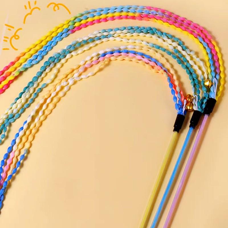 Cat Toys Plush Tassel Interactive Cat Toy Feather Cats Stick Teaser Long Handle Stick Toys for Cats Teasing Kitten Toy with Bell