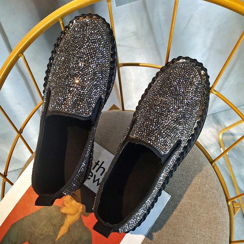 Spring new rhinestone platform white shoes comfortable casual student women's single shoes music