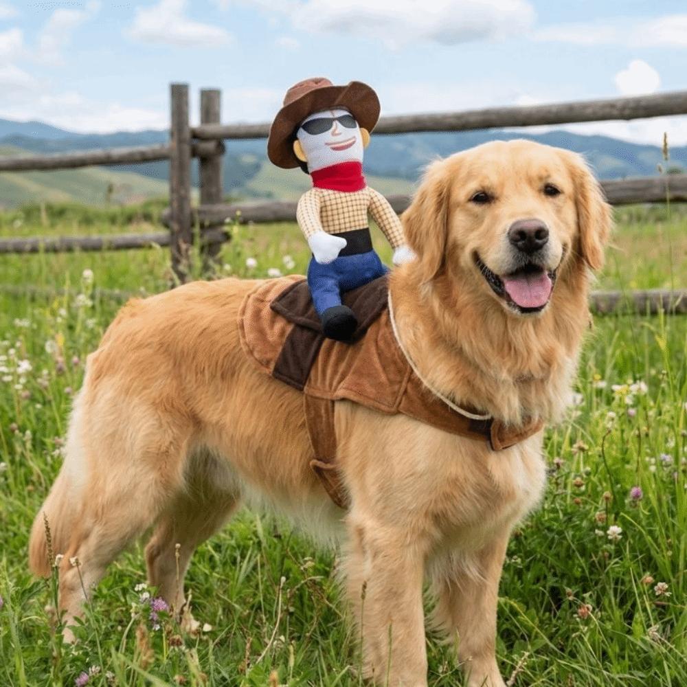 Novelty Dog Cosplay Costumes Adjustable Halloween Dog Clothes Dog Riding Denim Clothing  Gift