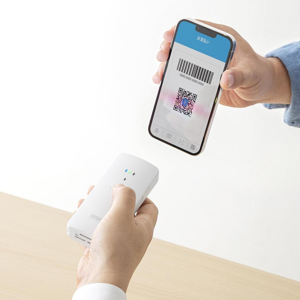 Sanwa Supply Bluetooth 2D Barcode Reader (Antibacterial) BCR-BT2D3W