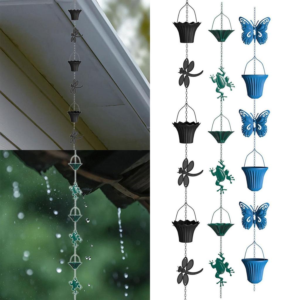 Rain Chain Outside Gutter Garden Decor Rainwater Chains for Home Roofs Sheds
