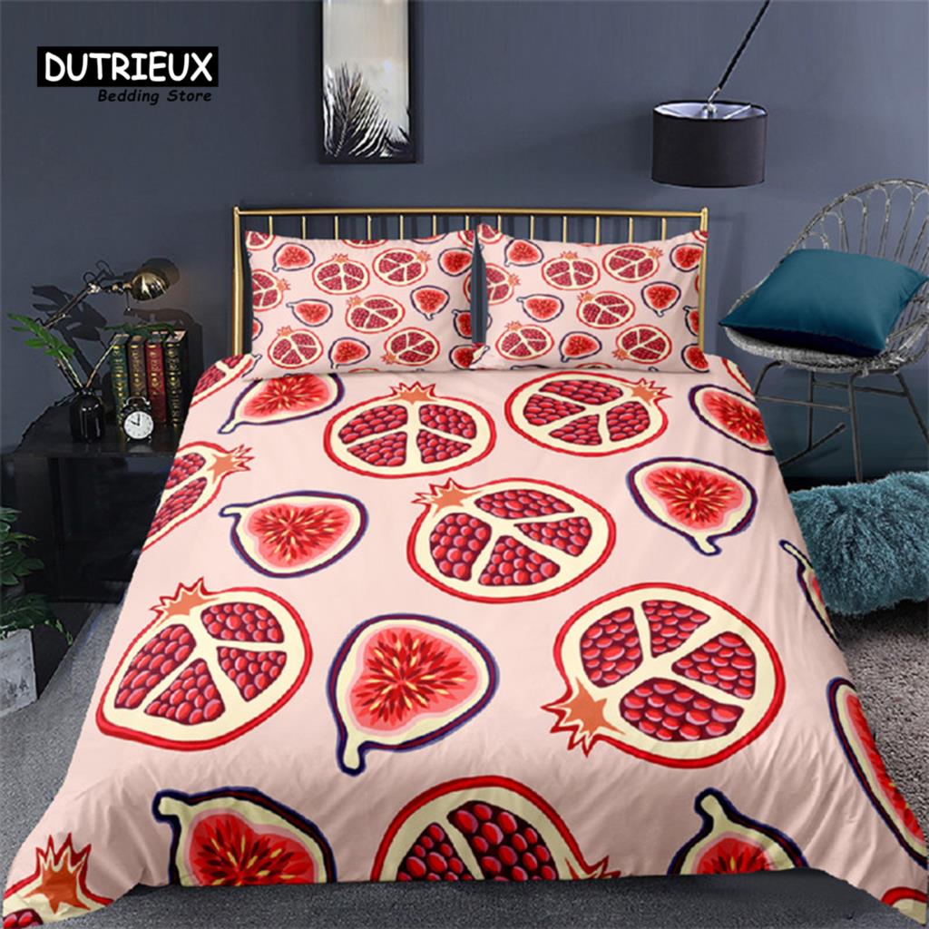 

Comforter Summer Fruits Pomegranate Orange Lemon Pattern 3D Print Bedding Set For Kids Boys Girls Teens Decor Comforter (quilt)-EU Single(135*200cm)3pcs