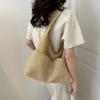 Large Capacity Straw Shoulder Bag with Pocket Underarm Tote Bag Trendy Woven Handbag  Outdoor