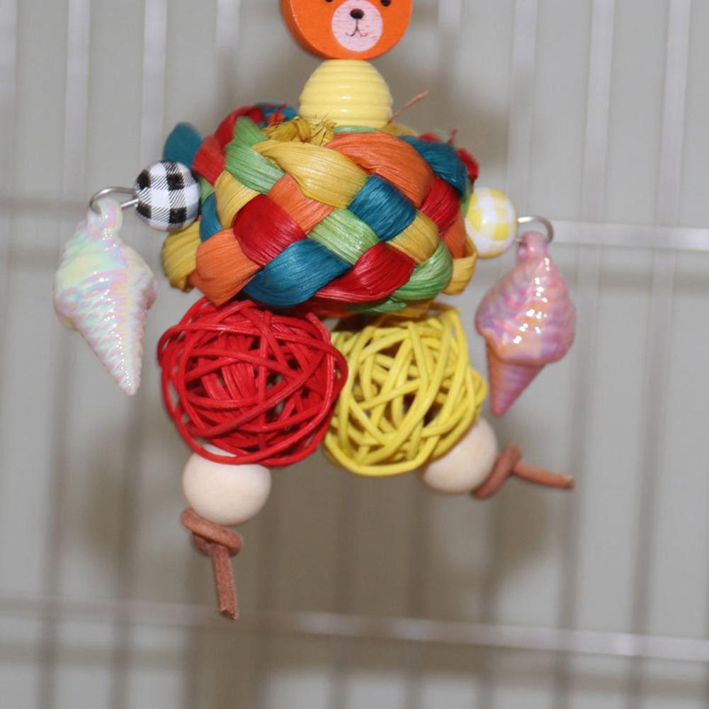 Bird Chewing Toys Parrot Shredder Toy Relieve Boredom Colorful Hanging Scarecrow Parrot Cage Foraging Toy