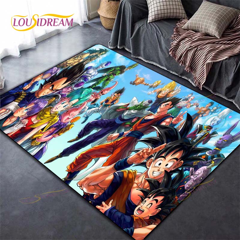 Alfombra antideslizante con dibujos de Dragon Ball Goku para suelo, alfombra cuadrada de calidad para habitación, suelo de baño y cocina extraíble, alfombra impermeable