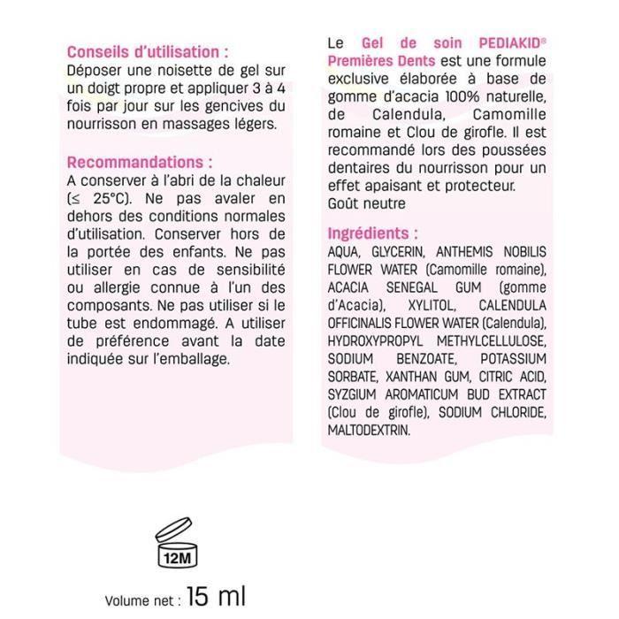 Gel De Soin - PEDIAKID - Premières Dents - Goût Neutre - 15ml - Apaisant Pour Gencives Sensibles
