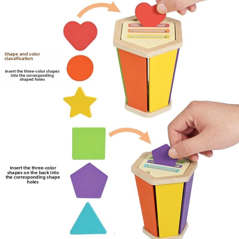 Holzfarbsortierbecher Lernspielzeug für Kleinkinder und Früherziehung