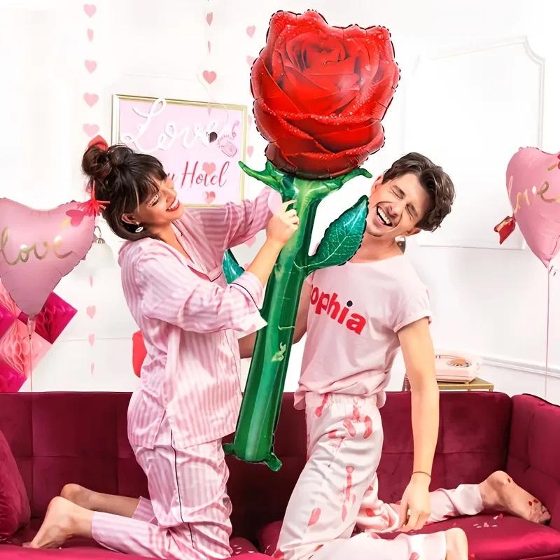 

Large Red Rose Balloons Rose Flower Shape Foil Balloons For Mother S Day Valentine S Day Anniversaries,Party Gift Decorations красный