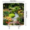 Lush Garden Stream Shower Curtain - Tranquil Nature Scene with Colorful Flowers, Polyester Woven,Machine Washable,Bathroom Decor