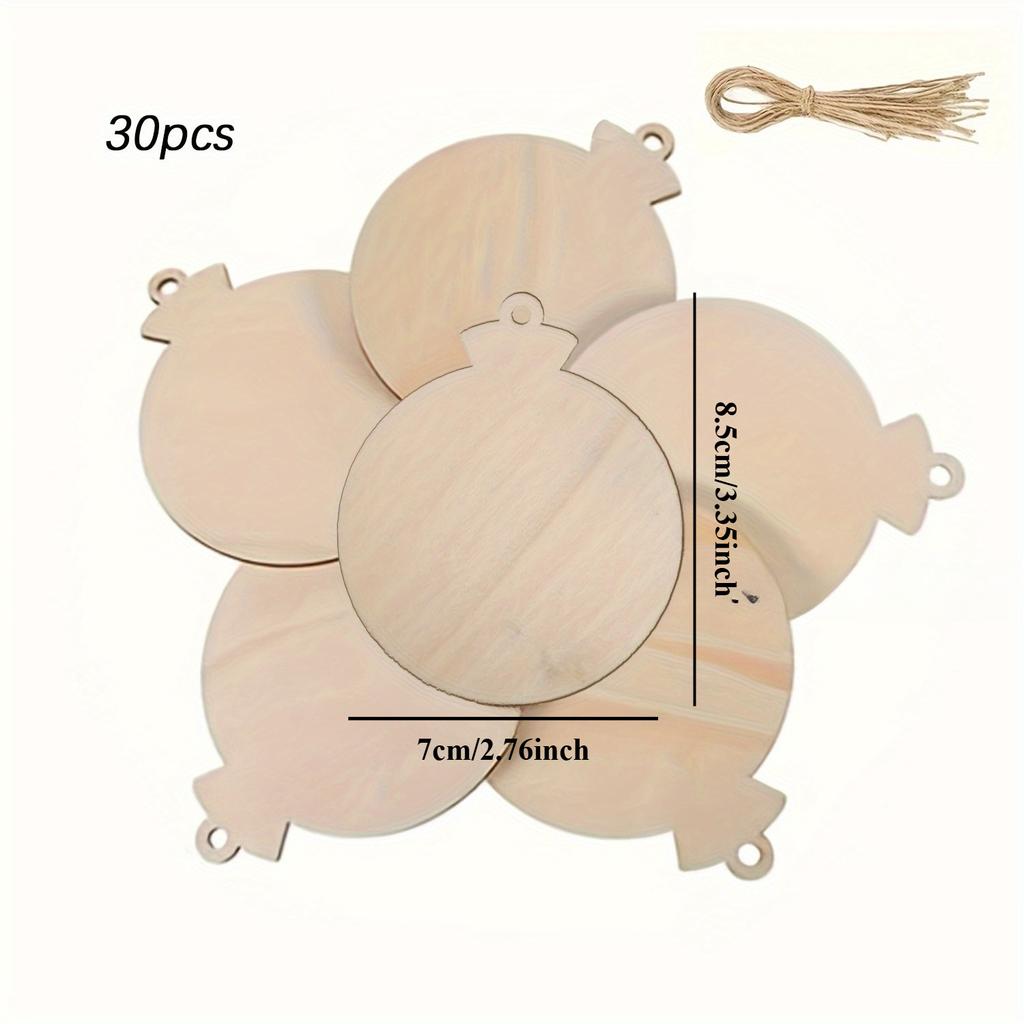 30 Stück DIY Natürliche Holzscheiben Basteln Weihnachtsdekorationen, Halloween Party Ornamente, Hängende Holzbaum Wohnaccessoires
