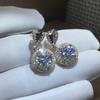 Wedding Bridal Accessories, Exquisite Zircon Heart-Shaped Hanging Earrings For Women, Quality Earrings