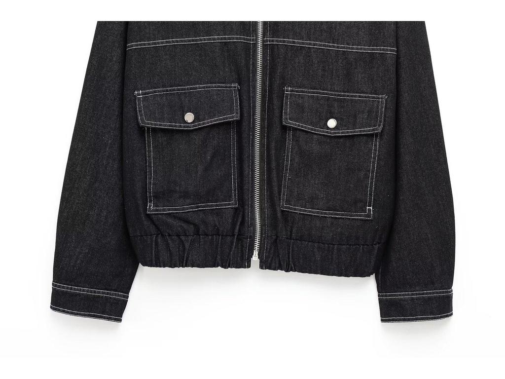 Damen Retro Jacke mit Denim-Effekt und langen Ärmeln: Europäischer & Amerikanischer Stil für Frühling & Herbst