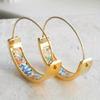 Colorful Floral Enamel Hoop Earrings Bohemian Ethnic Style Women Jewelry