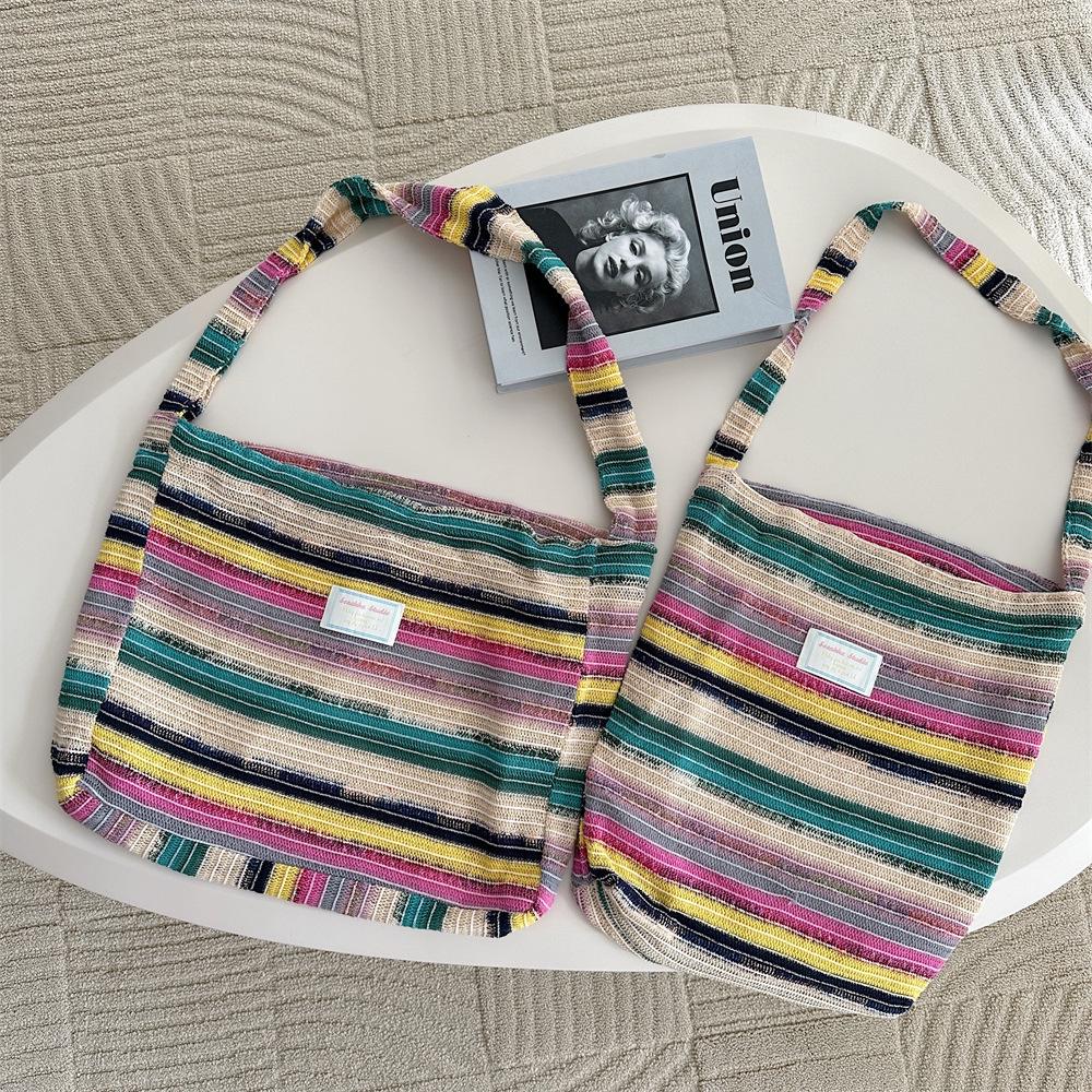 Knitted Women's Rainbow Stripe Shoulder Bag 2023