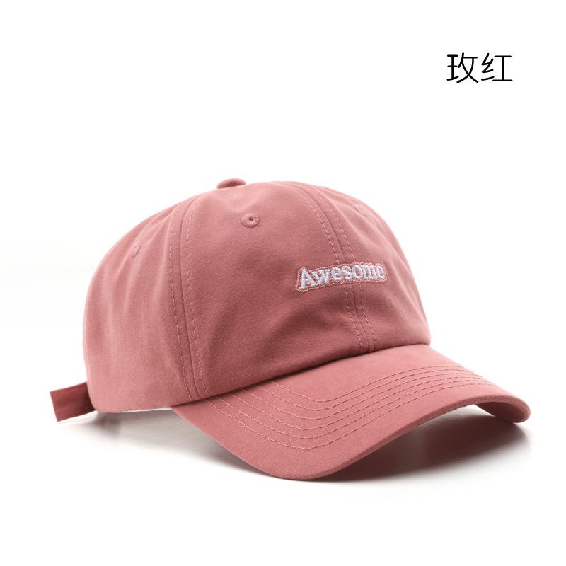 

Hat Stylish Simple Letter Embroidery Curved Brim Baseball Cap Outdoor Sunscreen Shade Couple Cap Adjustable рожевий червоний колір