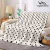 Classic Black Polka Dots Cream Flannel Blanket Warm Soft Halloween Christmas Couch Warm Cozy Decorative Decor for All Season