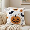 Halloween Witch Hat Skull Cushion Cover Linen Pillowcase Soft  for Sofa Bed Home Room Decor