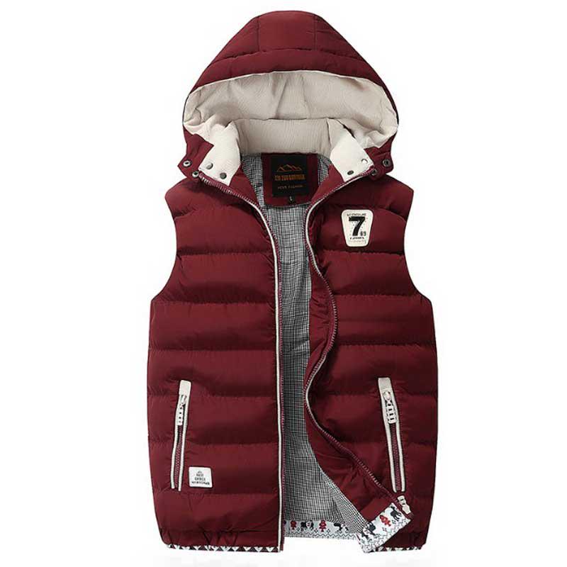 

Модный мужской зимний жилет, мужской толстый теплый жилет, хлопковый повседневный мягкий жилет, мужская ветрозащитная куртка без рукавов, однотонный пуховик с капюшоном 2XL