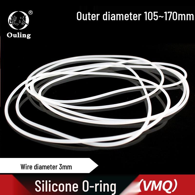 White Silicone O-Ring, OD: 105-170mm x 3mm OD 105*3mm (1 pc) White Silicone O-ring