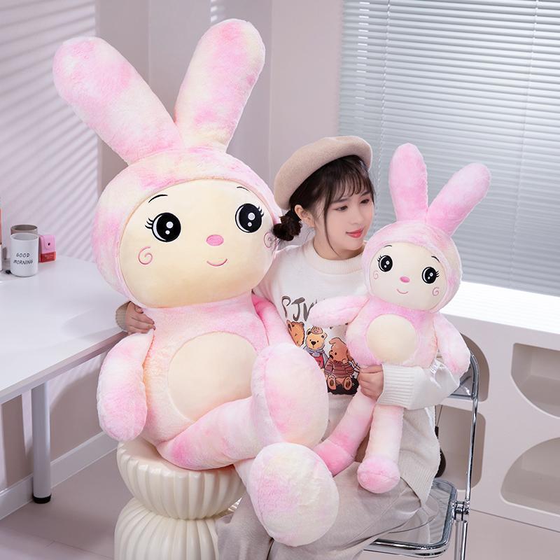Plush toy colorful rabbit doll cute little white rabbit doll throw pillow doll give girlfriend birthday gift girl