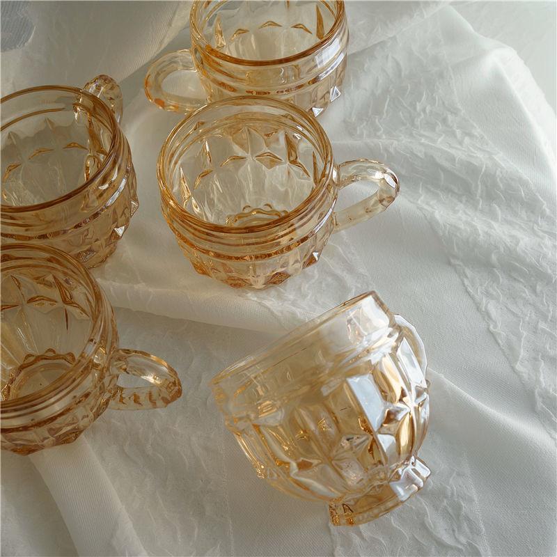 Personality Amber Glass Large Capacity Coffee Cup Milk Cup Breakfast Cup Water Cup Drinking Set