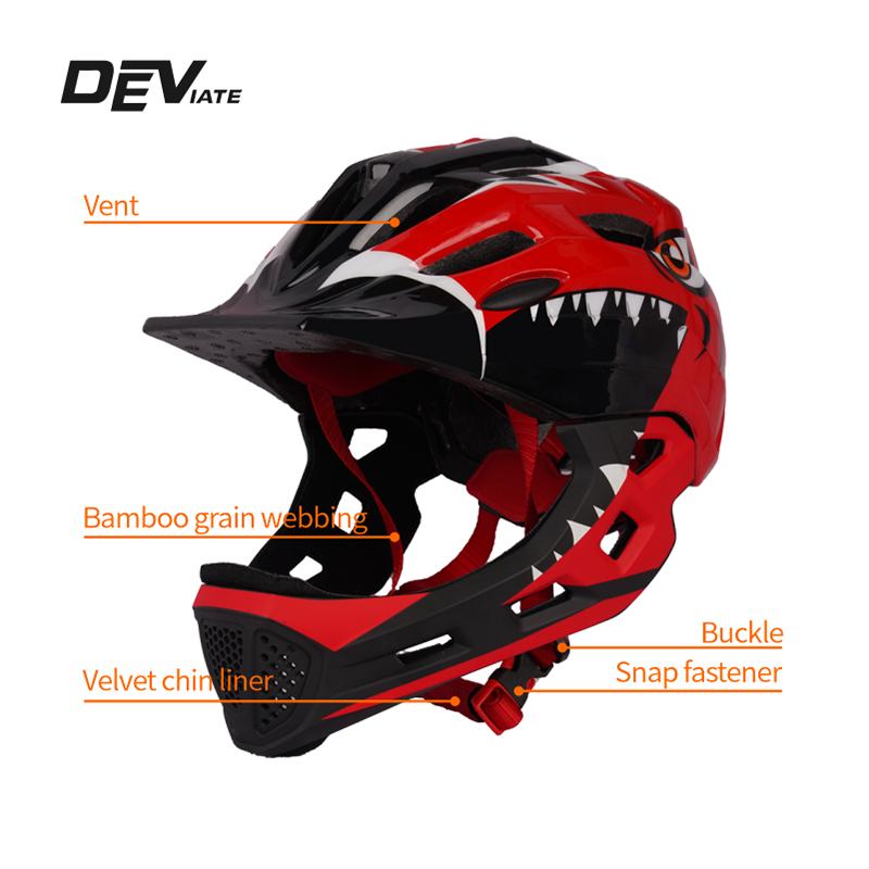 Cool Shape Full Face Bicycle Helmet for Kids for Mountain Biking and Skating Protective ABS Material Kids Bike Helmet