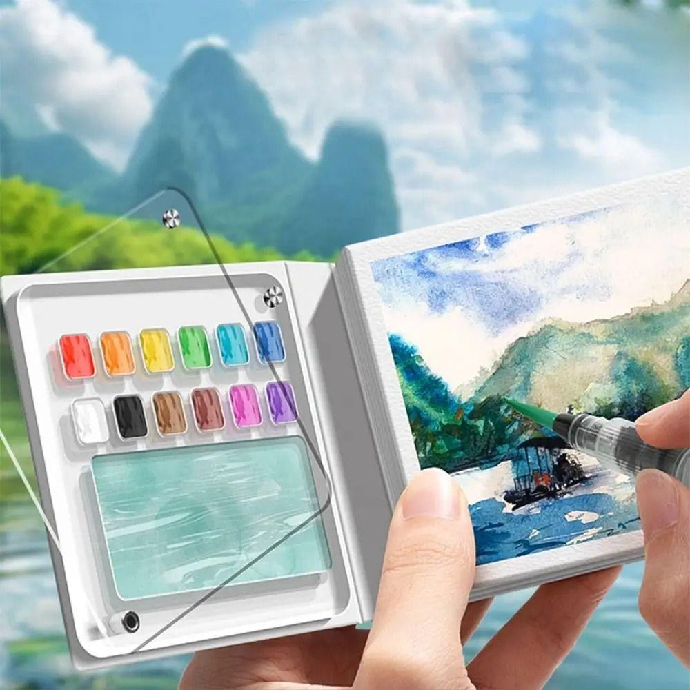 

Mini Watercolor Paint Palette Set 8/12 Grid Empty Paint Box Travel Painting Tray Kit Artist 12 Grid
