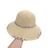 Women's Summer Straw Fisherman Hat, Japanese Style Floral Beach Vacation Hat, Large Brim Sun Protection Sun Hat