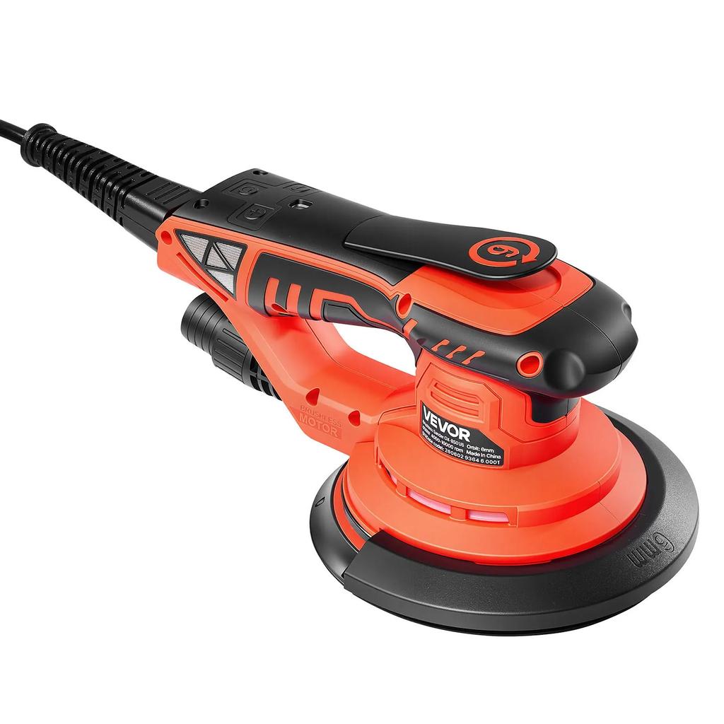 VEVOR 127mm & 152mm Random Orbital Sander 400W Brushless Orbital Sander, 4000-10000RPM 7 Speeds Electric Palm Sanders with 20PCS Sandpapers