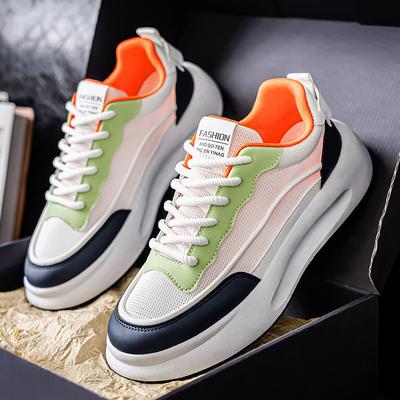 Men's Shoes New Summer Breathable Versatile Casual Shoes Lightweight Soft Sole Thick Sole Heightening Board Shoes Wear-resistant Sports White Shoes