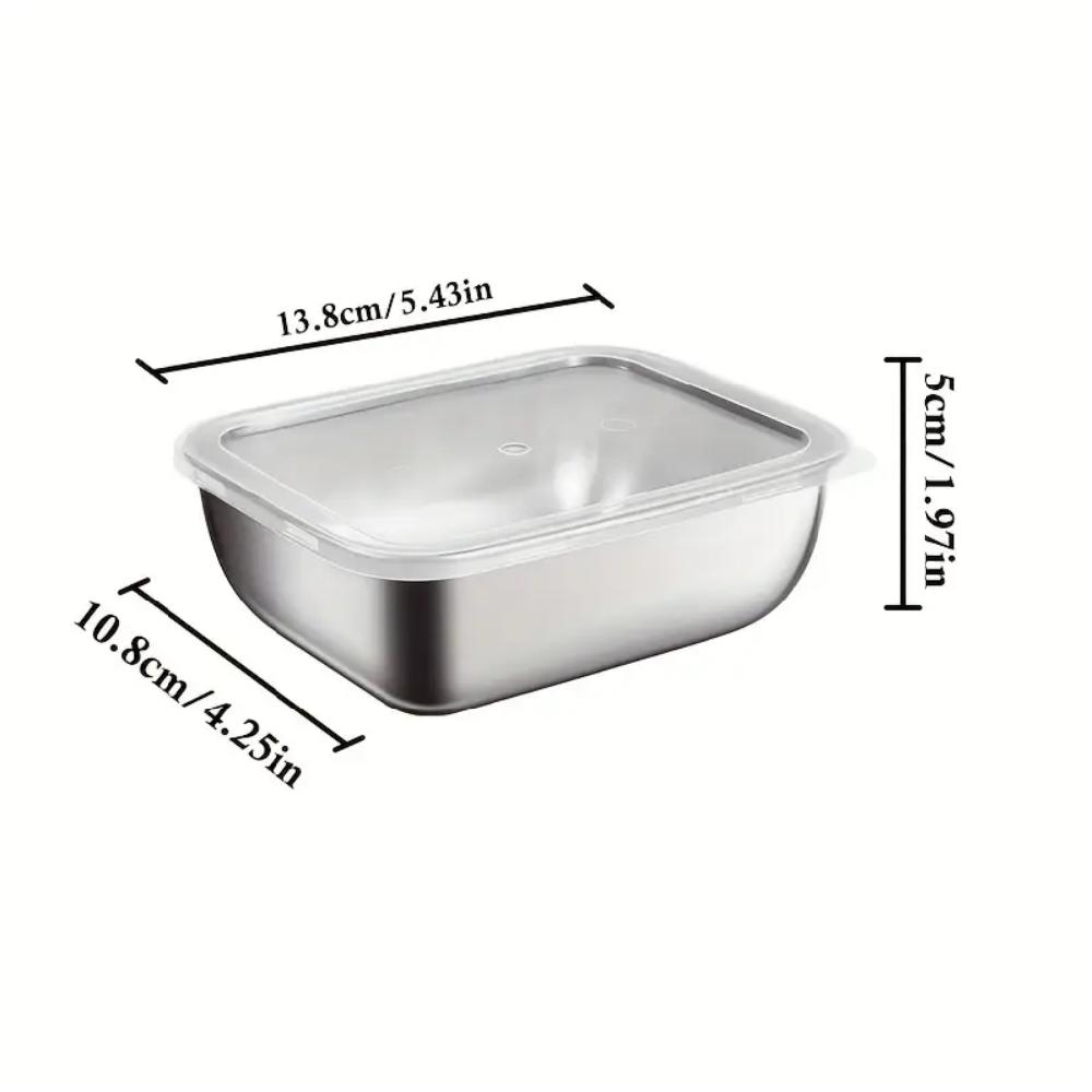 5-piece Stainless Steel Food Storage Container with Transparent Lid, Refrigerator Seal, Leak-proof, Stackable, Suitable for Kitc