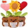 Positive Energy Heart Sunflower Handmade Knitted Emotional Support Crochet Doll Hug Pocket With Positive Card Decoration Gifts