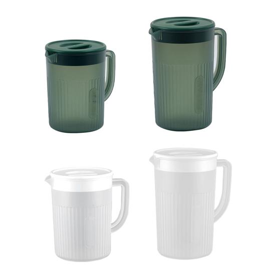 Plastic Water Pitcher with Lid 0.6/0.7 Gallon Cold Drink Dispenser for Juice Iced Tea Lemonade Wide Mouth Ergonomic Handle Refrigerator Storage