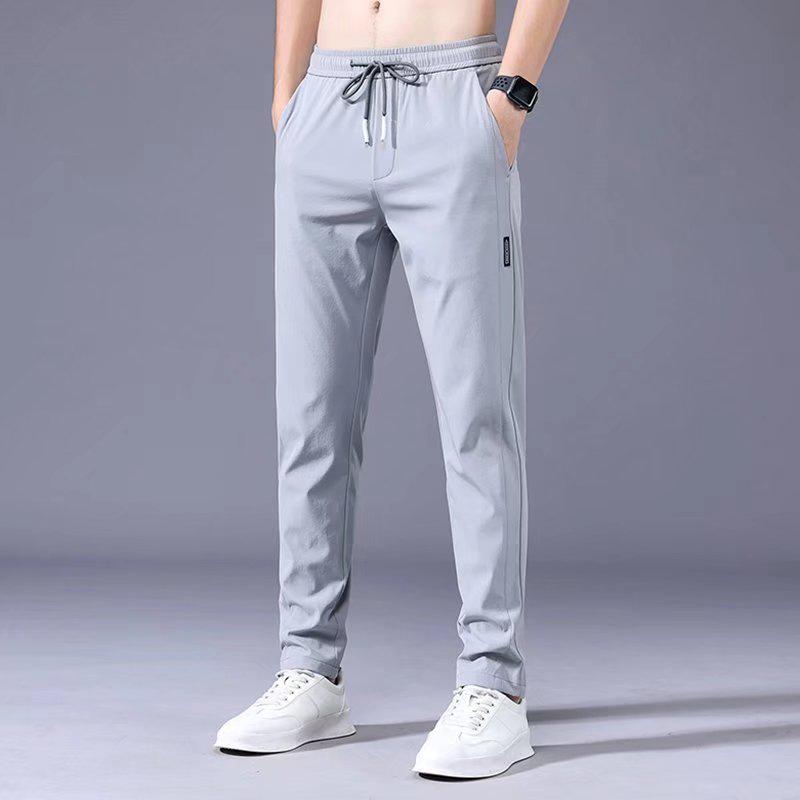 Men's Autumn & Winter Casual Korean-Style Straight Pants with Plus Velvet and Elastic Waist.