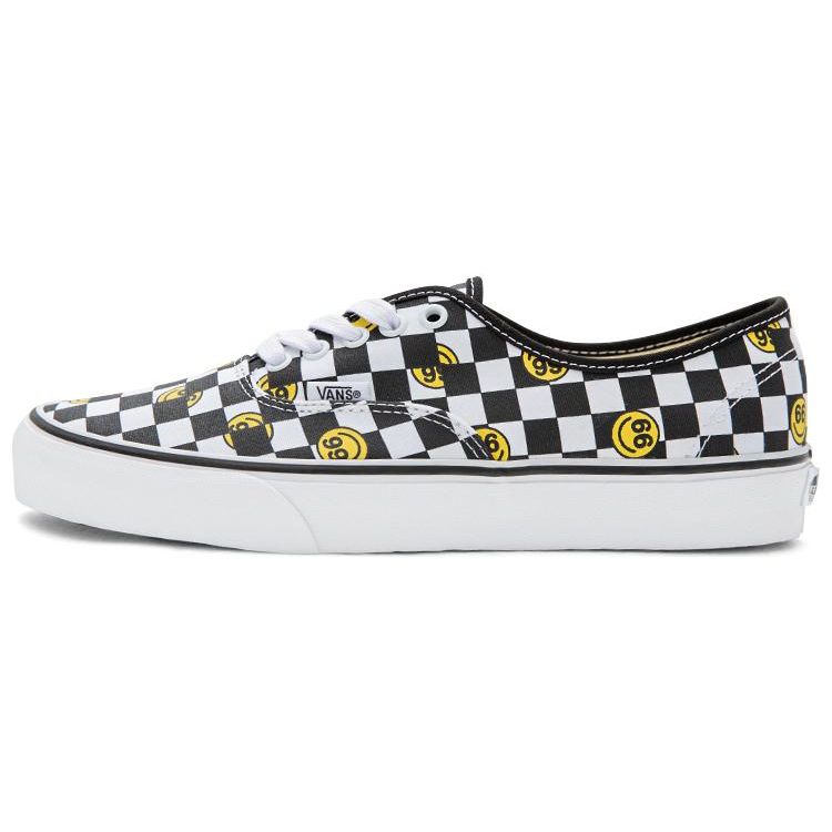 Vans Wallpaper Authentic Checkerboard Smile Print Durable Breathable Low-Top Canvas Shoes Unisex Sneakers Black White VN000EE3BP9