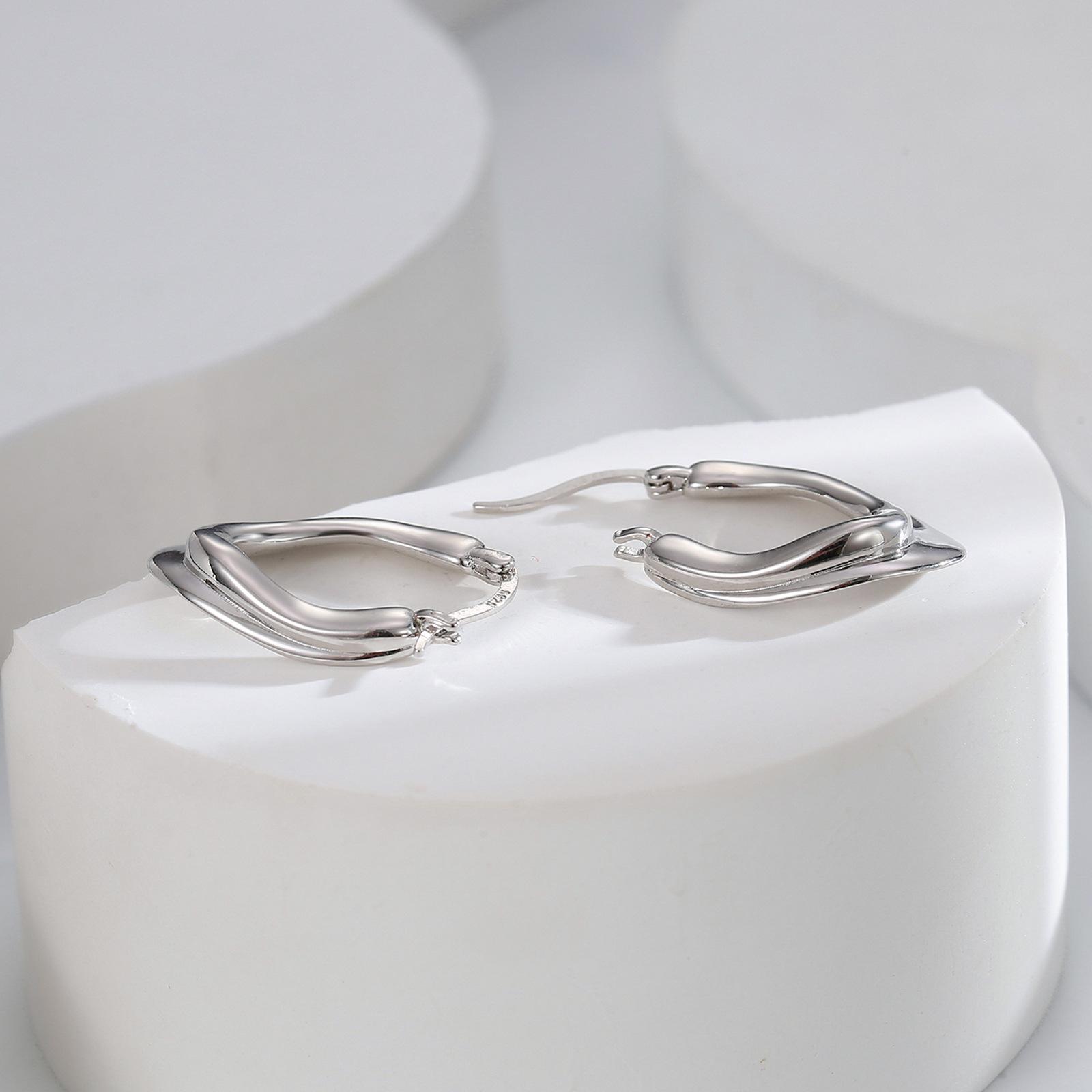 

Геометрические цирконовые серьги-хрящи из циркона, нишевые серьги высокого класса, серьги из трех частей, модные