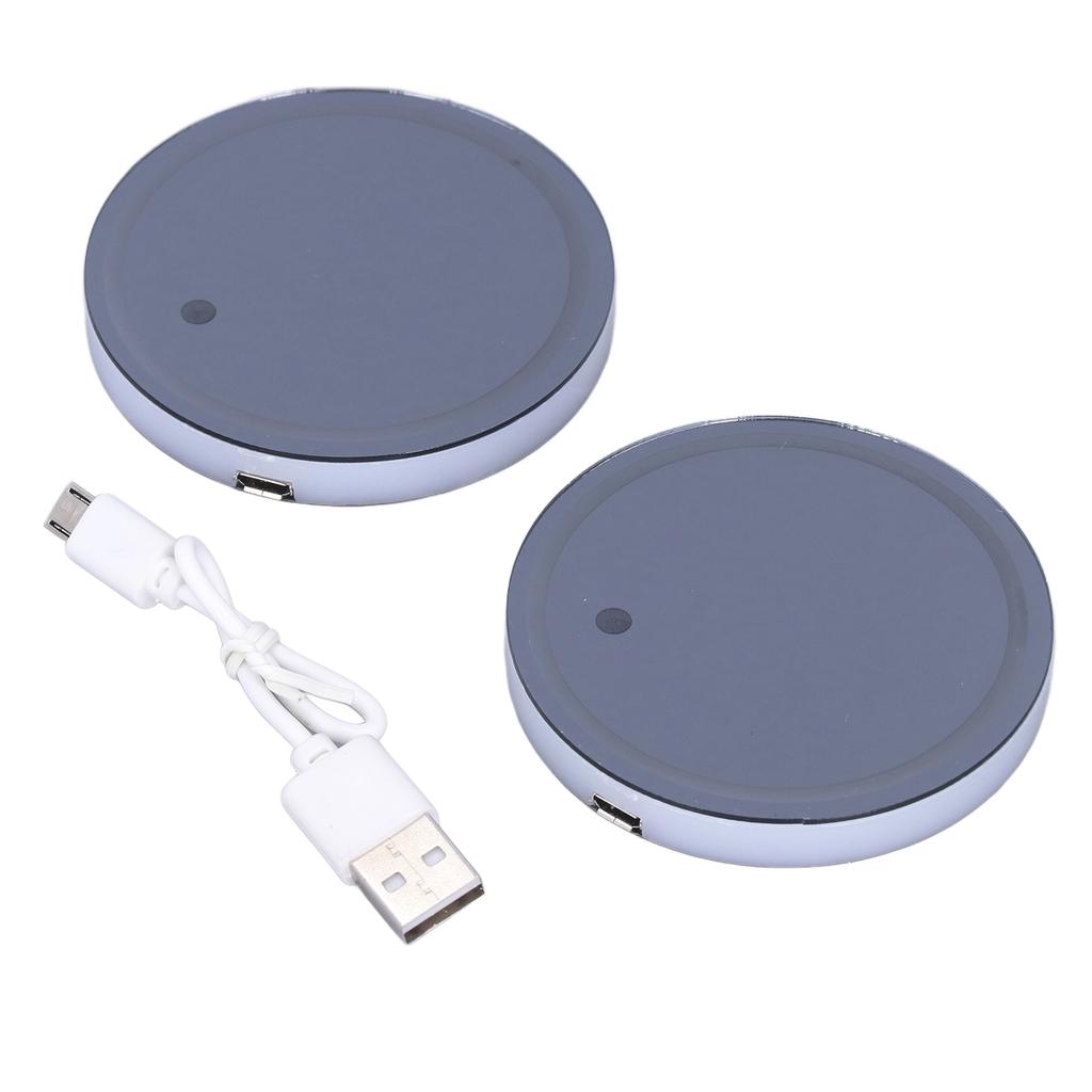 2 Stück Auto LED Atmosphärenlicht Getränkehaltermatte 7 Farben 3 Modi USB-Aufladung IP67 Wasserdicht Rutschfest Universal