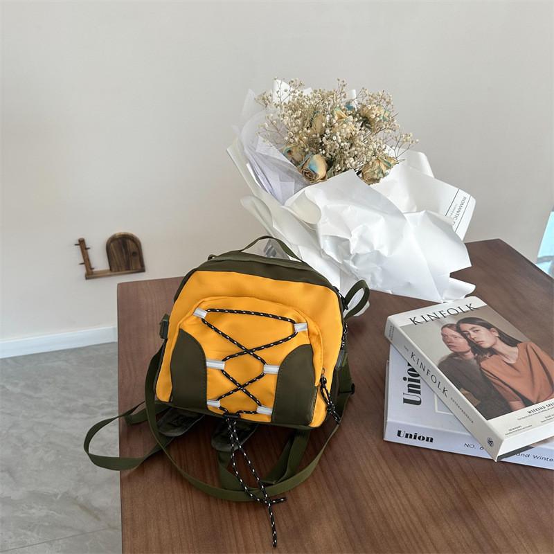 Trendy Korean Style Kids Backpack Fashionable Color Block Canvas Backpack For Boys Girls
