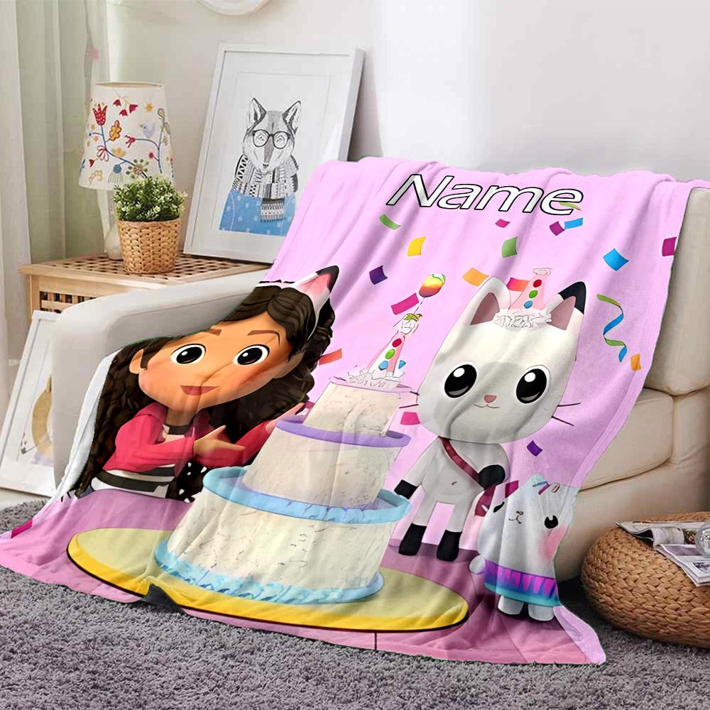 Coperta Personalizzata con Nome Personalità Gabby's Dollhouse Morbida e Calda per Divano, Ufficio, Letto, Viaggio, Pausa Pranzo, Regalo Adatto a Tutte le Stagioni
