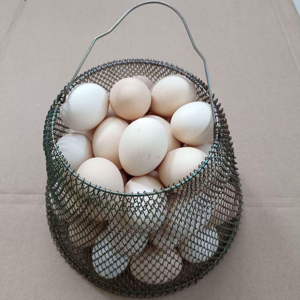 Eierkorb aus Eisendraht, tragbarer Behälter zum Sammeln von Eiern, praktischer Käfig für frische Eier, Bauernhaus