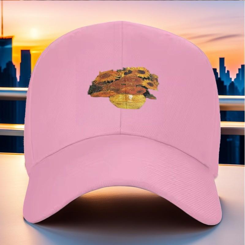 Sunflower Print Baseball Cap Unisex Adjustable Polyester Casual Outdoor Summer Hat