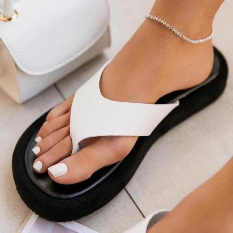 Fashion Solid Color Thick-soled Flip-flops for Women 2024 Summer Fashion Women's Flip-flops Women's Thick-soled Flip-flops Beach Shoes
