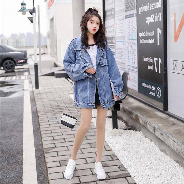 Denim Jacke Frauen Boyfriend-Jeans Mantel Streetwear Harajuku Vintage Herbst Basic Mäntel Oberbekleidung
