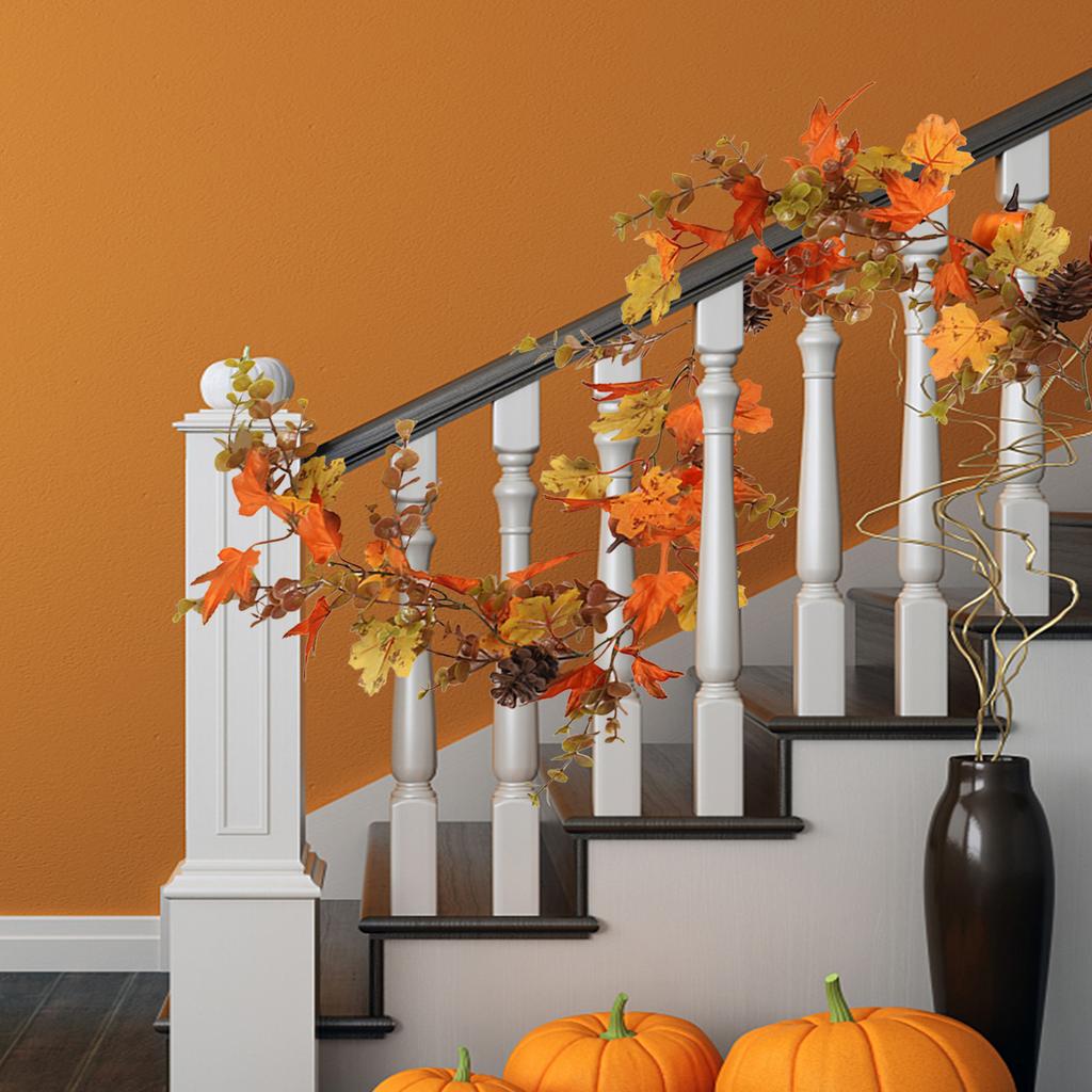 100cm Fall Maple Leaf Garland Hanging Decoration Artificial Autumn Garland Thanksgiving Ornament for Home Wedding Party