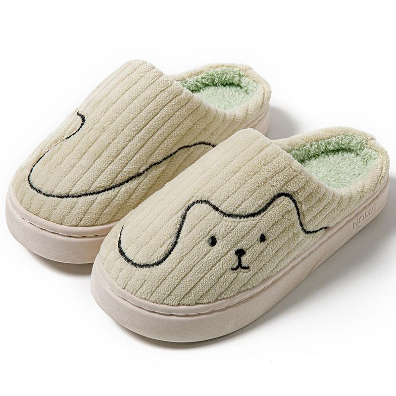 Winter thick-soled cotton slippers for women are non-slip, silent and velvet to keep warm, couples step on shit cotton slippers for me