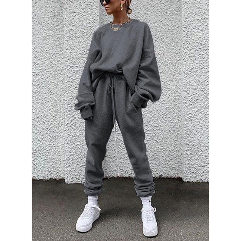 

Women s Solid Color Long Sleeve & Pants Casual Set - Autumn 2021 Collection Medium темно-серого