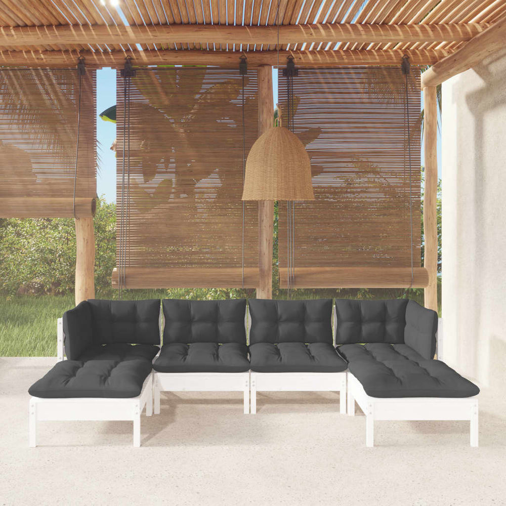 Salon de jardin 6 pcs avec coussins  bois de pin